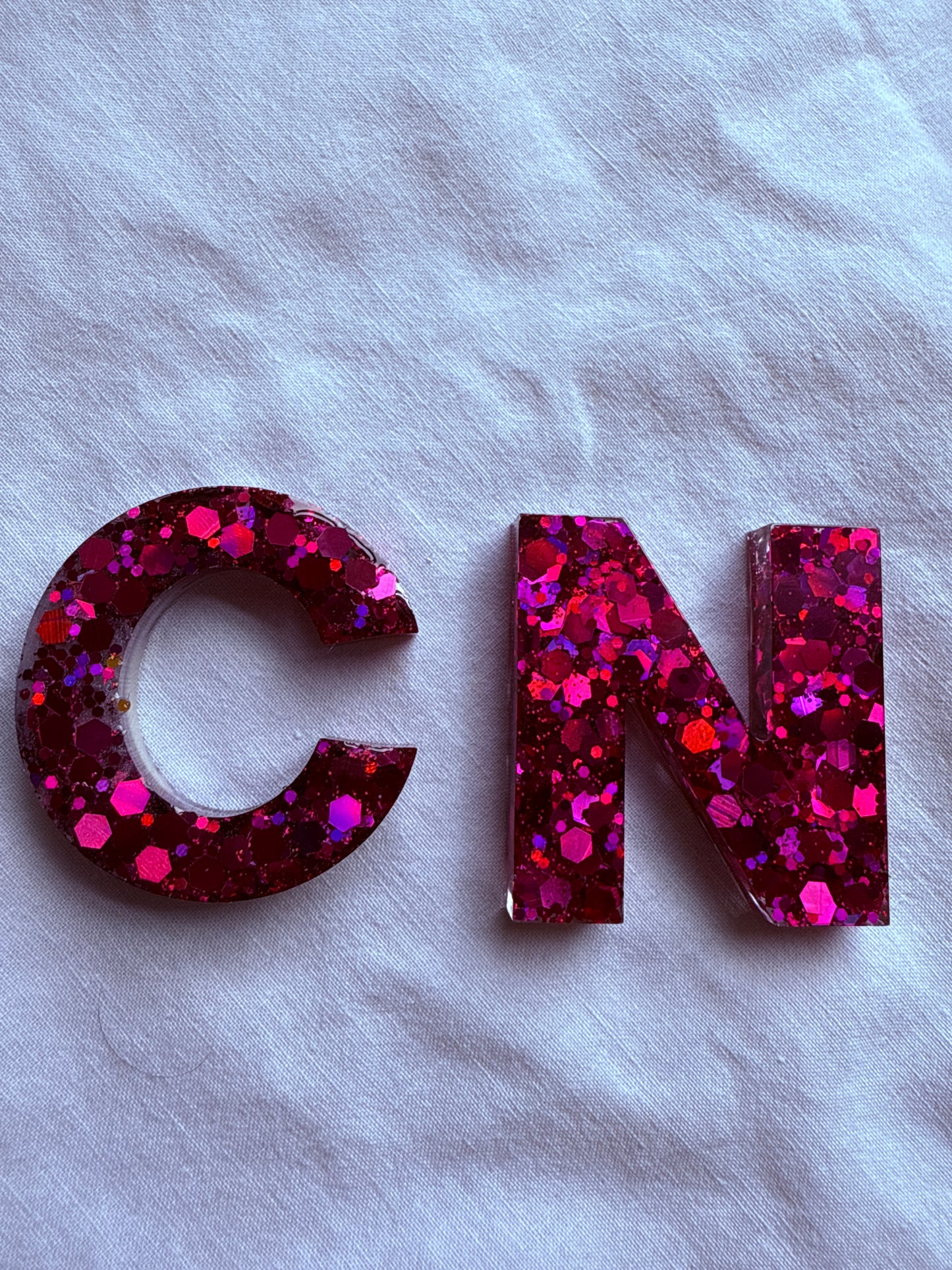 Chunky Glitter Initial Keychain