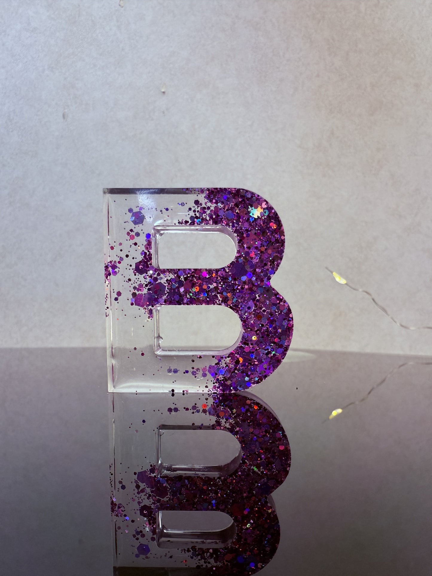 Clear Glitter Initial Keychain